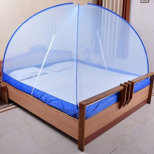 Healthy Sleeping Foldable Polyester Double Bed Mosquito Net (Blue)