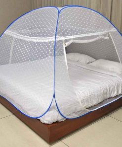 Healthy Sleeping Foldable Polyester Double Bed Mosquito Net - Embroidery (White)