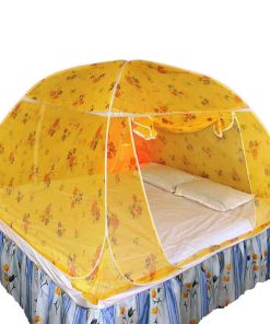 Healthy Sleeping Foldable Polyester Double Bed Mosquito Net (Yellow)