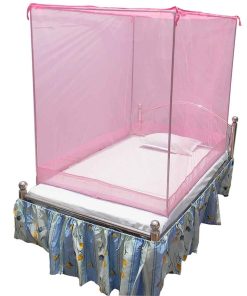 HOMECUTE Polyester Single Bed Cotton Edge Traditional Mosquito Net (4 X6 ft, Pink)